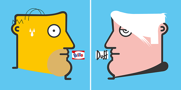 IABO, Brillo (Homer Simpson e Andy Warhol), 70x140 cm, acrilico su tela